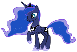 Size: 9574x6480 | Tagged: safe, artist:andoanimalia, princess luna, alicorn, pony, g4, luna eclipsed, absurd resolution, crown, female, folded wings, hoof shoes, jewelry, mare, open mouth, raised hoof, regalia, simple background, smiling, solo, transparent background, vector, wings