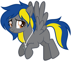 Size: 1024x878 | Tagged: safe, artist:pegasski, oc, oc only, oc:strikeout, pegasus, pony, g4, base used, brown eyes, female, flying, full body, mare, outline, pegasus oc, show accurate, simple background, smiling, solo, spread wings, tail, transparent background, two toned mane, two toned tail, whistle, white outline, wings