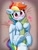 Size: 1666x2181 | Tagged: safe, alternate version, artist:pabbley, rainbow dash, oc, oc:anon, human, pegasus, pony, g4, bed, behaving like a cat, blushing, cuddling, cute, daaaaaaaaaaaw, dashabetes, featured image, female, frog (hoof), hand, heart, hnnng, human on pony petting, human pov, looking at you, lying down, mare, offscreen character, on back, pabbley is trying to murder us, petting, pov, smiling, smiling at you, smol, underhoof, weapons-grade cute