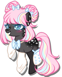 Size: 2100x2600 | Tagged: safe, artist:kyannepopys, oc, oc only, earth pony, pony, base used, blushing, bow, clothes, earth pony oc, eyelashes, female, hair bow, high res, mare, simple background, smiling, socks, transparent background