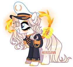 Size: 2514x2316 | Tagged: safe, artist:herusann, oc, oc only, earth pony, pony, base used, clothes, earth pony oc, eyelashes, female, grin, hat, high res, hoof polish, makeup, mare, sailor hat, smiling, solo, whip