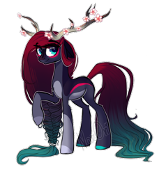 Size: 698x765 | Tagged: safe, artist:nazori, oc, oc only, pony, antlers, eyelashes, female, flower, mare, raised hoof, simple background, solo, transparent background