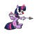 Size: 800x800 | Tagged: safe, artist:twi clown, oc, oc only, oc:twi clown, pony, unicorn, 2022 community collab, derpibooru community collaboration, bowtie, clone, clown, clown makeup, clown nose, drill, female, mare, potion, red nose, simple background, sitting, solo, transparent background