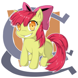 Size: 3877x3898 | Tagged: safe, artist:zaiyaki, apple bloom, earth pony, pony, g4, female, filly, foal, grin, high res, simple background, smiling, solo, transparent background