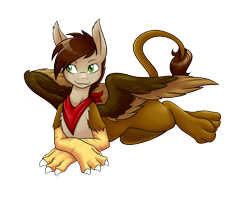 Size: 1586x1253 | Tagged: safe, artist:ambris, oc, oc:swango, hippogriff, hybrid, 2022 community collab, derpibooru community collaboration, hippogriff oc, relaxed, simple background, smiling, spread wings, transparent background, wings