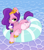Size: 1694x1920 | Tagged: safe, artist:grapefruit-face, artist:nebychko, pipp petals, pegasus, pony, g5, my little pony: a new generation, base used, bubble tea, crown, drink, drinking, drinking straw, floating, inner tube, jewelry, lidded eyes, pool toy, regalia, sipping, solo, unamused, updated, water