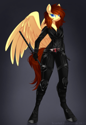 Size: 1097x1598 | Tagged: safe, artist:scarlet-spectrum, artist:scarlett-sketches, oc, oc only, oc:lucy harmony, pegasus, anthro, unguligrade anthro, solo