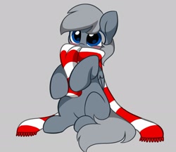 Size: 2048x1773 | Tagged: safe, artist:kittyrosie, oc, oc only, oc:grayscale, pony, clothes, commission, cute, eyes closed, ocbetes, scarf, solo, striped scarf, ych result