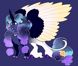 Size: 2600x2200 | Tagged: safe, artist:loryska, oc, abyssinian, alicorn, cat, hybrid, pony, colored wings, female, high res, magical threesome spawn, mare, multiple parents, offspring, parent:capper dapperpaws, parent:princess celestia, parent:tantabus, paws, solo, two toned wings, whiskers, wings