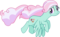 Size: 7623x4698 | Tagged: safe, artist:shootingstarsentry, oc, oc only, oc:lilypad, pegasus, pony, absurd resolution, female, flying, frown, full body, mare, multicolored mane, multicolored tail, offspring, parent:doctor caballeron, parent:fluttershy, parents:caballershy, pegasus oc, purple eyes, show accurate, simple background, solo, spread wings, tail, transparent background, wings, wings down