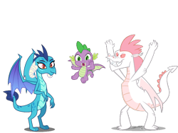 Size: 800x600 | Tagged: safe, artist:cloudy glow, artist:dashiesparkle, artist:dashiesparkle edit, artist:rainbowderp98, edit, vector edit, fizzle, princess ember, spike, dragon, g4, alternate universe, baby, baby dragon, ember is spike's mother, father and child, father and son, female, fizzle is spike's father, fizzlember, flying, husband and wife, male, mother and child, mother and son, parent:fizzle, parent:princess ember, parents:fizzlember, shipping, simple background, straight, transparent background, vector