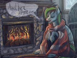 Size: 2884x2200 | Tagged: safe, artist:myfatra, oc, oc:weo, pegasus, pony, blanket, couch, fire, fireplace, high res, mug