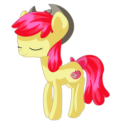 Size: 2000x2000 | Tagged: safe, artist:rue-willings, apple bloom, earth pony, pony, g4, alternate cutie mark, eyes closed, female, filly, foal, hat, high res, older, older apple bloom, simple background, smiling, transparent background
