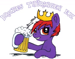 Size: 1280x1009 | Tagged: safe, artist:horstthuringia, oc, oc only, pony, alcohol, beer, crown, germany, jewelry, male, ponified, regalia, solo, stallion, thüringen