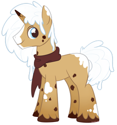 Size: 2368x2532 | Tagged: safe, artist:khimi-chan, oc, oc only, pony, unicorn, clothes, high res, horn, male, scarf, simple background, smiling, stallion, transparent background, unicorn oc, unshorn fetlocks