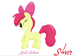 Size: 991x727 | Tagged: safe, artist:s4vin, apple bloom, earth pony, pony, g4, female, filly, foal, one eye closed, solo, wink