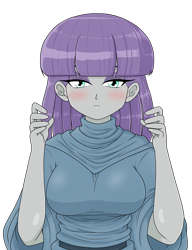 Size: 1546x2009 | Tagged: safe, alternate version, artist:batipin, part of a set, maud pie, equestria girls, g4, blushing, breasts, female, japanese, komi can't communicate, komi-san, multiple variants, simple background, solo, template, transparent background