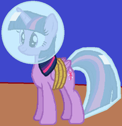 Size: 1130x1169 | Tagged: safe, artist:guihercharly, edit, twilight sparkle, alicorn, pony, g4, 1000 hours in ms paint, bound wings, cropped, female, helmet, mare, moon, rope, solo, space, space helmet, tail helmet, tied up, twilight sparkle (alicorn), wings