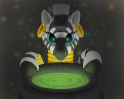 Size: 2500x2000 | Tagged: safe, artist:xodok, zecora, pony, zebra, series:ponyashnost, g4, cauldron, ear piercing, female, high res, jewelry, looking at you, magic, neck rings, piercing, potion