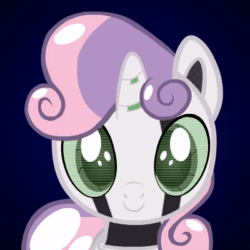 Size: 400x400 | Tagged: safe, fifteen.ai, sweetie belle, pony, robot, robot pony, unicorn, g4, animated, female, filly, foal, looking at you, solo, sweetie bot, voice edit, webm