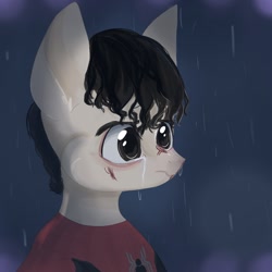 Size: 1600x1600 | Tagged: safe, artist:ie nebulizer, earth pony, pony, crying, male, marvel, peter parker, ponified, solo, spider-man, spider-man: no way home, stallion