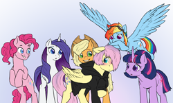 Size: 2900x1744 | Tagged: safe, artist:not-ordinary-pony, applejack, fluttershy, pinkie pie, rainbow dash, rarity, twilight sparkle, earth pony, pegasus, pony, unicorn, g4, alternate hairstyle, alternate universe, bipedal, blushing, butterscotch, butterscotch gets all the mares, clothes, fanfic art, female, goggles, half r63 shipping, harem, hoodie, male, mane six, mare, rule 63, ship:appleshy, ship:butterdash, ship:butterjack, ship:butterpie, ship:flarity, ship:flutterdash, ship:flutterpie, ship:rariscotch, ship:twiscotch, ship:twishy, shipping, stallion, straight, stupid sexy butterscotch, unicorn twilight