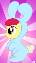 Size: 411x715 | Tagged: safe, artist:bunnimation, apple bloom, earth pony, pony, g4, animal costume, bunny bloom, bunny costume, clothes, costume, female, filly, foal, solo