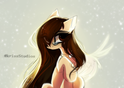 Size: 2920x2080 | Tagged: safe, artist:krissstudios, oc, oc only, earth pony, pony, earth pony oc, eye clipping through hair, eyebrows, eyebrows visible through hair, female, frown, glasses, high res, mare, sitting, solo
