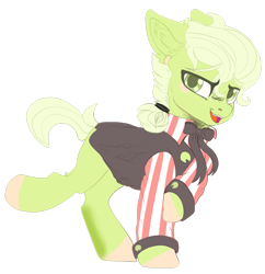 Size: 2409x2490 | Tagged: safe, artist:malicious-demi, oc, oc only, earth pony, pony, clothes, earth pony oc, high res, raised hoof, simple background, smiling, solo, transparent background
