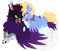 Size: 2632x2279 | Tagged: safe, artist:malicious-demi, oc, oc only, griffon, pegasus, pony, duo, griffon oc, high res, pegasus oc, simple background, transparent background, wings