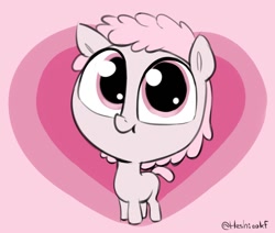 Size: 998x848 | Tagged: safe, artist:heretichesh, oc, oc only, earth pony, pony, big eyes, big head, filfilfil, heart, heart background, looking at you, solo