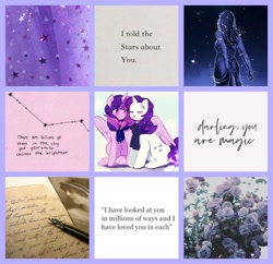 Size: 1280x1238 | Tagged: safe, artist:twirity, artist:vividsonata, rarity, twilight sparkle, alicorn, pony, unicorn, g4, female, hug, lesbian, moodboard, ship:rarilight, shipping, twilight sparkle (alicorn), winghug, wings