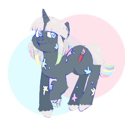 Size: 862x865 | Tagged: safe, artist:sugarfrogg_, oc, oc only, pony, unicorn, freckles, looking at you, paint splotches, smiling, solo