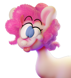 Size: 3150x3420 | Tagged: safe, artist:extradan, pinkie pie, earth pony, pony, g4, 3d, derp, high res, simple background, solo, tongue out, transparent background