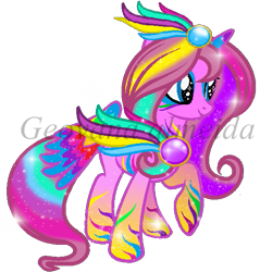 Size: 541x567 | Tagged: safe, artist:gihhbloonde, oc, oc only, oc:music melody, alicorn, pony, alicorn oc, base used, female, horn, mare, rainbow power, simple background, smiling, tattoo, transparent background, wings