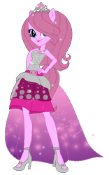 Size: 346x556 | Tagged: safe, artist:gihhbloonde, oc, oc only, oc:music melody, equestria girls, g4, base used, clothes, dress, eyelashes, female, hand on hip, high heels, jewelry, shoes, simple background, smiling, solo, tiara, transparent background