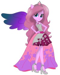 Size: 448x564 | Tagged: safe, artist:gihhbloonde, oc, oc only, oc:music melody, equestria girls, g4, base used, clothes, dress, equestria girls-ified, eyelashes, female, hand on hip, high heels, ponied up, shoes, simple background, skirt, smiling, solo, transparent background