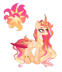 Size: 1122x1296 | Tagged: safe, artist:just-silvushka, oc, oc only, alicorn, pony, alicorn oc, base used, concave belly, curved horn, eyelashes, female, horn, magical lesbian spawn, mare, offspring, parent:princess celestia, parent:sunset shimmer, simple background, slender, solo, thin, transparent background, wings