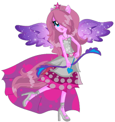 Size: 672x713 | Tagged: safe, alternate version, artist:gihhbloonde, oc, oc only, oc:music melody, equestria girls, g4, background removed, base used, bow (weapon), clothes, eyelashes, high heels, ponied up, shoes, simple background, skirt, smiling, solo, transparent background, wings