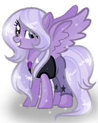 Size: 279x351 | Tagged: safe, artist:gihhbloonde, gem (race), gem pony, pegasus, pony, alicorn wings, amethyst, amethyst (steven universe), base used, clothes, eyelashes, female, gem, grin, mare, ponified, purple, quartz, simple background, smiling, solo, steven universe, transparent background, wings