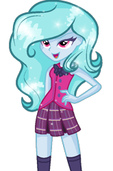 Size: 462x700 | Tagged: safe, artist:gihhbloonde, oc, oc only, equestria girls, g4, base used, clothes, eyelashes, female, hand on hip, simple background, skirt, smiling, solo, transparent background