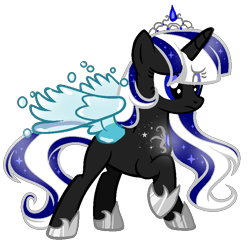 Size: 782x768 | Tagged: safe, artist:gihhbloonde, oc, oc only, alicorn, pony, alicorn oc, base used, ethereal mane, eye clipping through hair, eyelashes, female, hoof shoes, horn, jewelry, mare, simple background, solo, starry mane, tiara, transparent background, wings