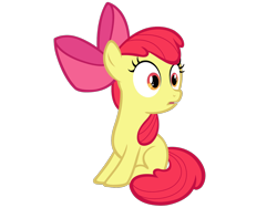 Size: 1600x1200 | Tagged: safe, artist:kuren247, apple bloom, earth pony, pony, g4, apple bloom's bow, astonished, bow, female, filly, foal, hair bow, looking back, orange eyes, red mane, red tail, simple background, sitting, solo, tail, transparent background, vector
