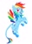 Size: 790x1071 | Tagged: safe, artist:sugarfrogg_, rainbow dash, pegasus, pony, g4, band-aid, band-aid on nose, coat markings, colored wings, eye scar, facial markings, flying, leonine tail, lidded eyes, multicolored wings, rainbow wings, scar, smiling, socks (coat markings), solo, spread wings, tail, torn ear, wings