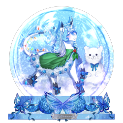 Size: 2500x2500 | Tagged: safe, artist:bunnari, oc, oc only, pony, unicorn, cloak, clothes, female, high res, mare, simple background, snow globe, snowman, solo, transparent background