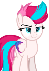 Size: 830x1200 | Tagged: safe, artist:ponkus, zipp storm, pegasus, pony, g4, g5, my little pony: a new generation, spoiler:my little pony: a new generation, female, folded wings, g5 to g4, mare, simple background, smiling, smug, smugzipp, solo, three quarter view, transparent background, wings