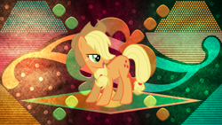 Size: 3840x2160 | Tagged: safe, artist:laszlvfx, artist:waranto, edit, applejack, earth pony, pony, g4, applejack's hat, cowboy hat, female, hat, high res, mare, solo, stetson, wallpaper, wallpaper edit