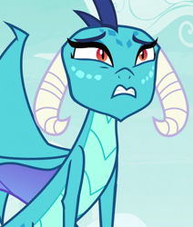 Size: 609x718 | Tagged: safe, screencap, princess ember, dragon, g4, my little pony: friendship is magic, season 7, triple threat, cropped, dragoness, female, frown, solo, teeth