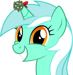 Size: 1050x1080 | Tagged: safe, artist:facelessjr, lyra heartstrings, pony, unicorn, g4, cute, excited, female, happy, hearth's warming, hearth's warming eve, horn, looking at you, lyrabetes, mistletoe, mistletoe horn, simple background, smiling, smiling at you, transparent background