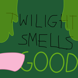 Size: 1000x1000 | Tagged: safe, anonymous artist, pinkie pie, earth pony, pony, g4, graffiti, implied twilight sparkle, sailor mouth, spongebob squarepants, squidward smells good, stylistic suck, vandalism